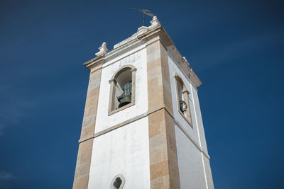 Low angle view of building against blue sky