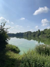 Scenic view of lake against sky