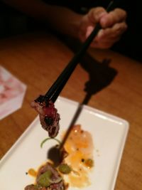 Close-up of served food in plate