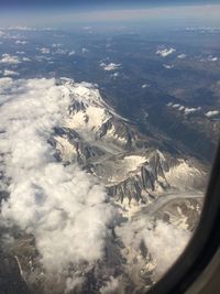 Aerial view of snowcapped mountains