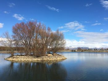 Scenic view of lake against sky