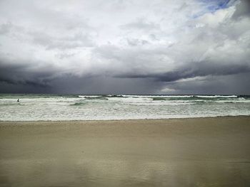 Scenic view of sea against cloudy sky