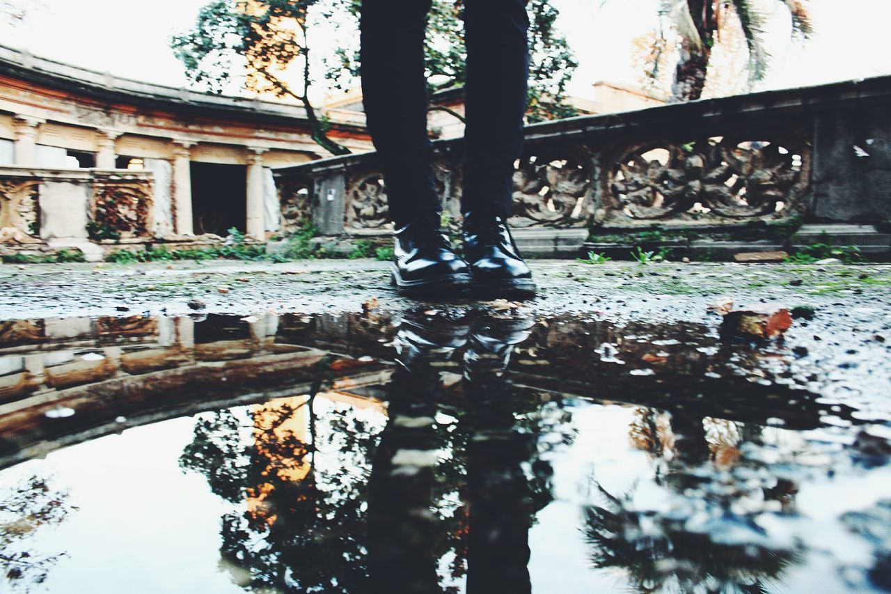 REFLECTION OF TREES AND WATER IN PARK