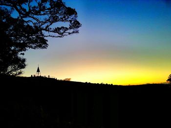 Silhouette landscape at sunset