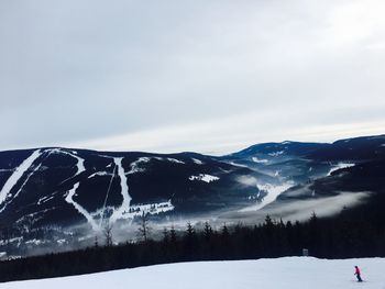 Scenic view of landscape against sky during winter