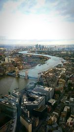 High angle view of city at waterfront