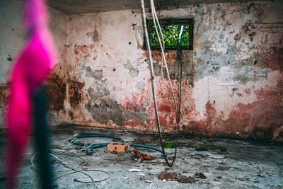 Graffiti on wall of abandoned building