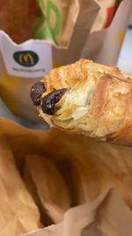 Close-up of fish served on table