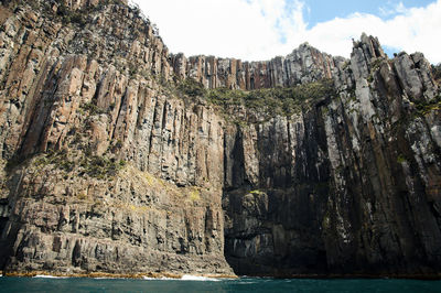 Scenic view of sea and cliff