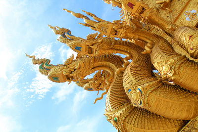 Golden naga decoration in thailand temple.