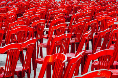 Full frame shot of red chairs