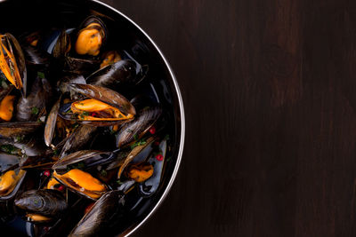 High angle view of crab on table