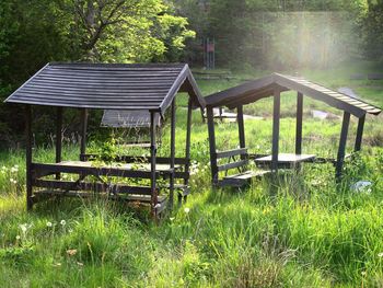 Empty bench in park