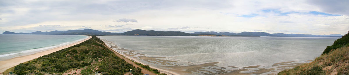 Panoramic view of beach against cloudy sky