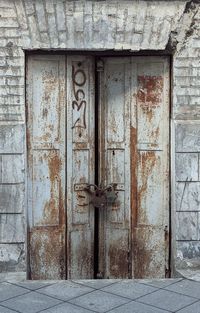 Closed door of old building