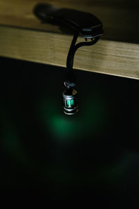 High angle view of electric lamp on table