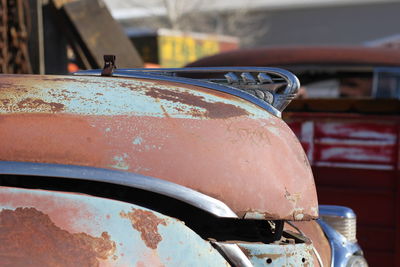 Close-up of rusty abandoned boat