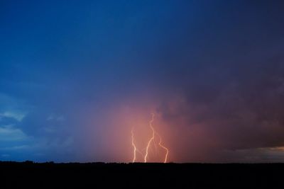 Scenic view of landscape against sky at night