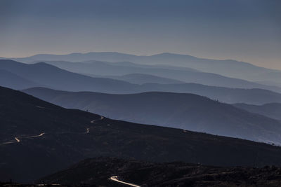 Scenic view of mountains against clear sky