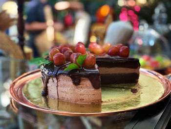 Close-up of cake on table