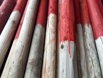 Close-up of colored bamboo stack