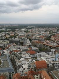 High angle view of townscape against sky