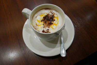 Cup of coffee on table