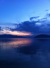 Scenic view of sea against sky at sunset