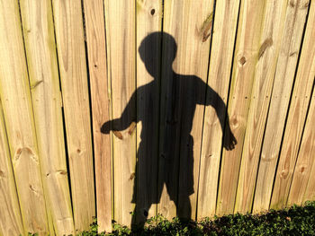 Shadow of people on wooden wall