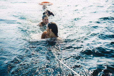 Man swimming in pool