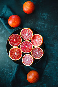 High angle view of orange fruits