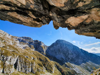 View of mountain range from a deep ledge hike