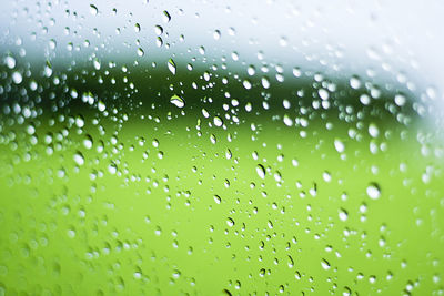 Close-up of water drops on window