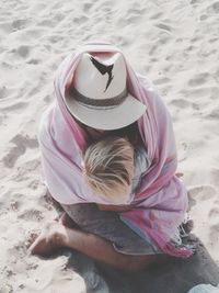 Woman relaxing on beach
