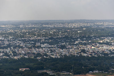 High angle view of townscape against sky