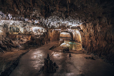 View of illuminated cave