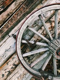 High angle view of damaged wood