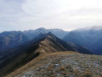 Scenic view of mountains against sky