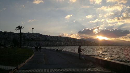 Scenic view of sea at sunset