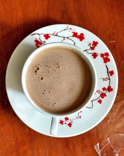 High angle view of coffee on table