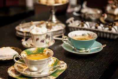 Close-up of tea served on table