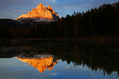 Scenic view of lake against mountain range