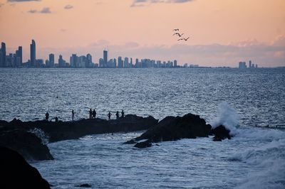 View of city at sunset