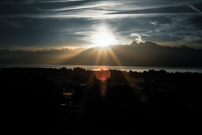 Silhouette landscape against sky during sunset