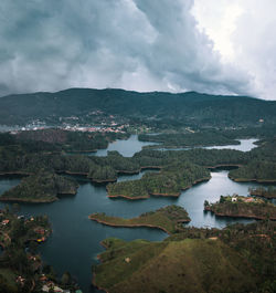 Scenic view of lake against sky