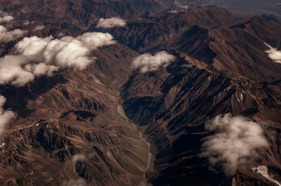 Aerial view of volcanic mountain