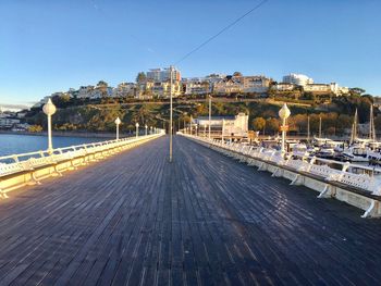 Panoramic view of sea against clear sky