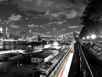 Railroad track at night