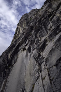 Low angle view of rock formation against sky