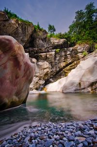 Rock formations at riverbank